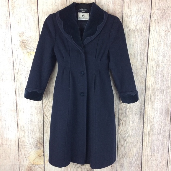 Young Gallery Other - Young Gallery Navy Wool Velvet Girls Overcoat Sz 8